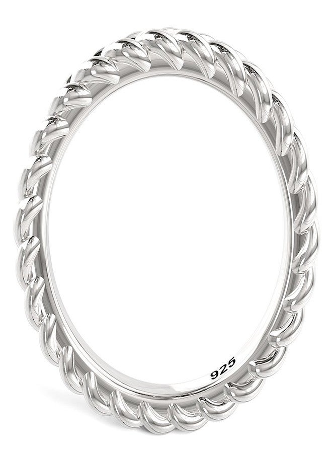 Metal Factory Sz 7 925 Sterling Silver Braid Style Stackable Eternity Ring - Image 3